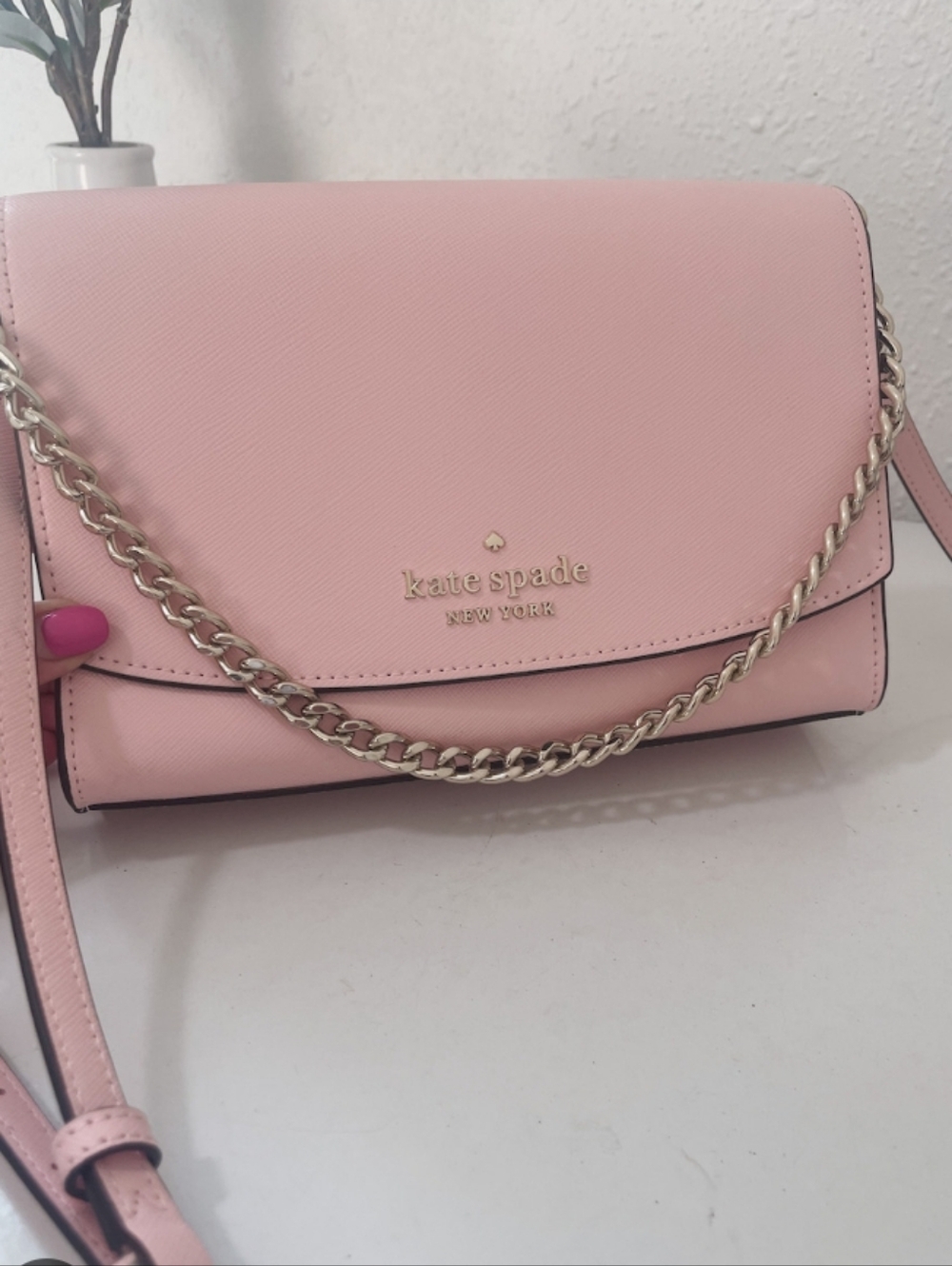 KATE SPADE LAUREL Leather CROSS BODY color PEONY BLUSH - Picture 5 of 5